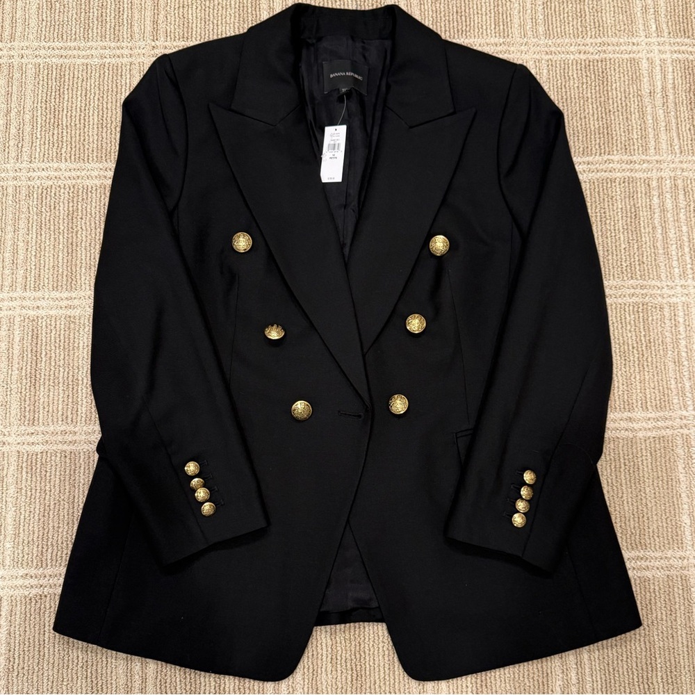NWT - Banana Republic Captain’s Blazer Black Women’s Size 12P